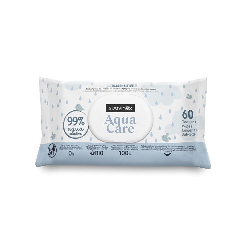SUAVINEX Hygienické vlhké vreckovky - 60 ks AQUA