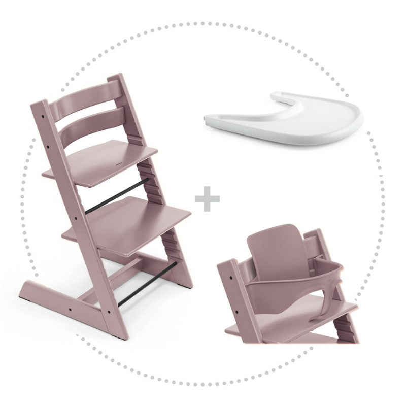 Set STOKKE Tripp Trapp Jedálenská stolička Terracotta, Baby set Terracotta, Pultík White