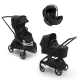 BUGABOO Set Dragonfly - black/midnight black + autosedačka JOIE i-level eclipse + adaptéry