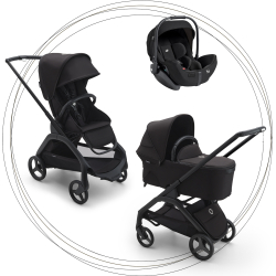 BUGABOO Set Dragonfly - black/midnight black + autosedačka JOIE i-level eclipse + adaptéry