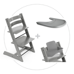 STOKKE Tripp Trapp jedálenská stolička storm grey, baby set, pultík White