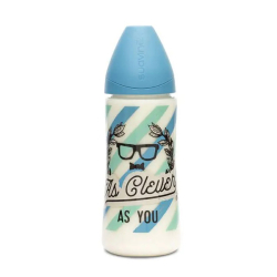SUAVINEX fľaša 270ml 0-6m anatomický stredný prietok AS YOU CLEVER modrá