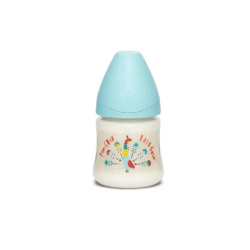SUAVINEX fľaša 150ml +0m anatomický pomalý prietok modrý páv