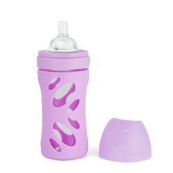 TWISTSHAKE Dojčenská fľaša Anti-Colic sklenená 260ml (cuml.M) - Pastelovo Fialová