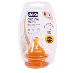 CHICCO Cumlík na fľašu Original Touch latex, kaša +6m 2 ks