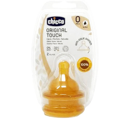 CHICCO Cumlík na fľašu Original Touch latex, pomalý +0m 2 ks