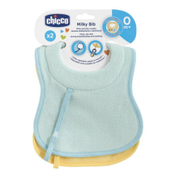 CHICCO dojčenský bavlnený podbradník, 2ks - modro, žltý