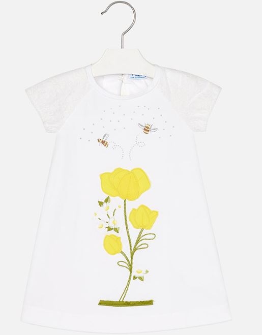 MAYORAL Šaty Flowers emboidered Amarillo č.104