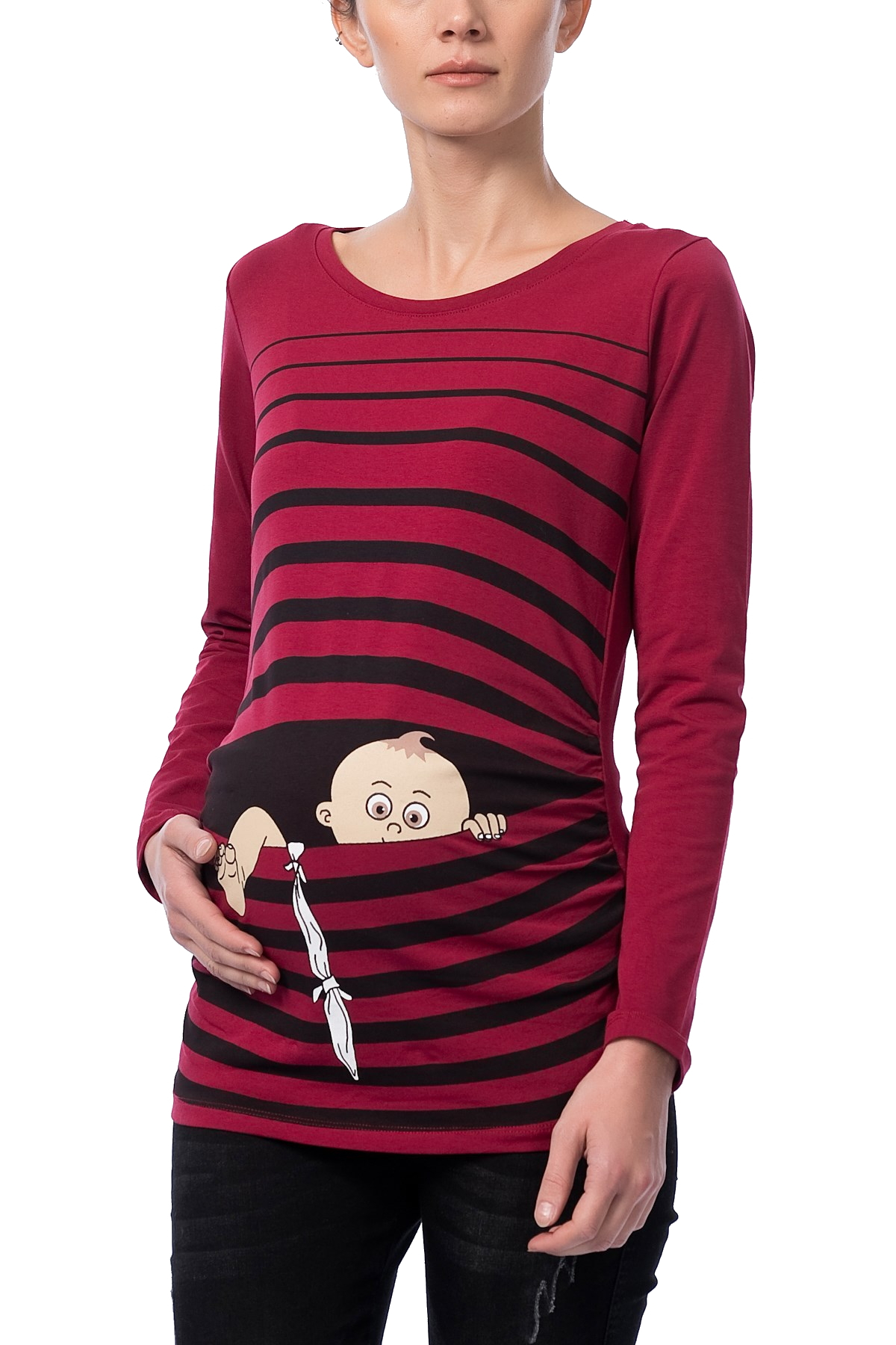 MAMIMODE Tričko s motívom Baby Flucht Dark Red