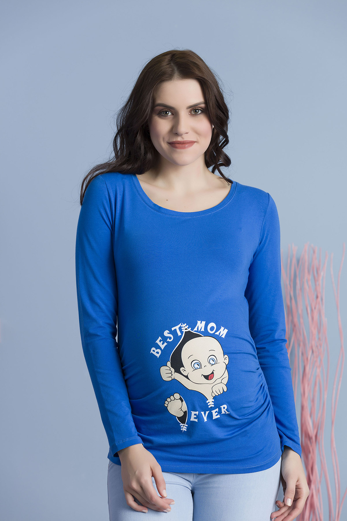 MAMIMODE Tričko s motívom Best Mom Ever Dark Blue