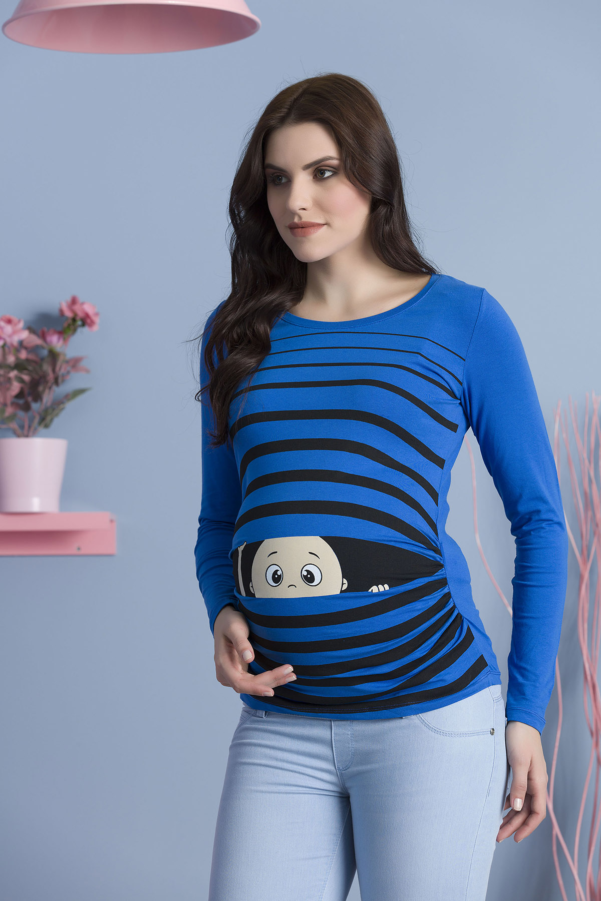 MAMIMODE Tričko s motívom Guck Guck Dark Blue