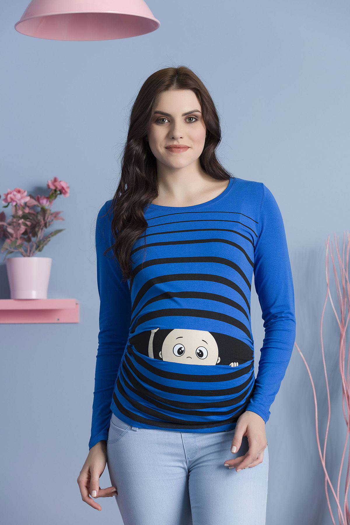 MAMIMODE Tričko s motívom Guck Guck Dark Blue