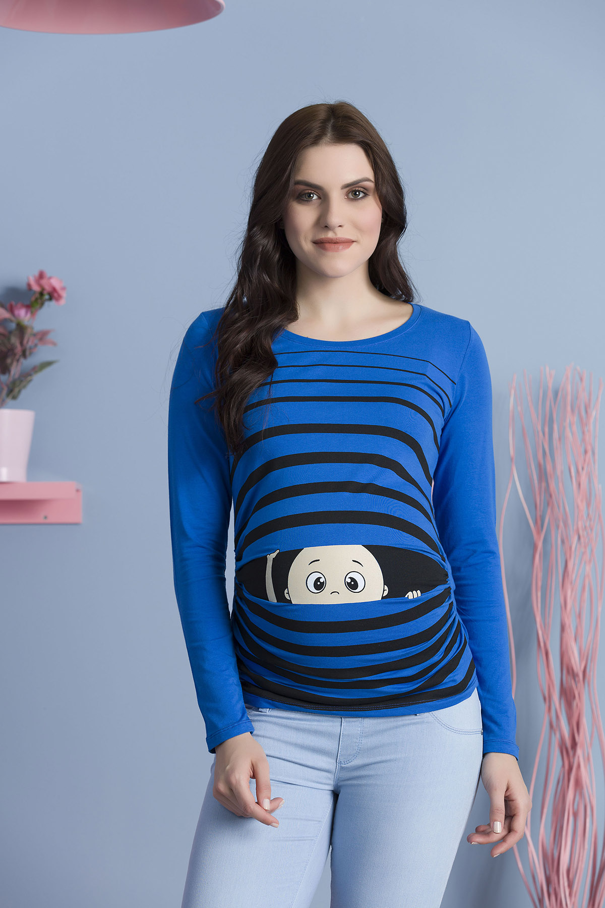MAMIMODE Tričko s motívom Guck Guck Dark Blue