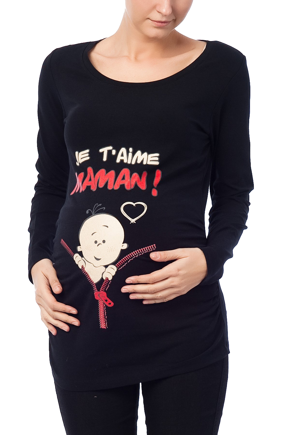 MAMIMODE Tričko s motívom Je T´Aime Maman Black