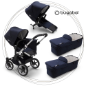 BUGABOO Donkey 3 Twin Podvozok ALU poťah športového sedadla, hlboká vanička, strieška DARK NAVY