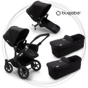 BUGABOO Donkey 3 Twin Podvozok BLACK poťah športového sedadla, hlboká vanička BLACK strieška BLACK