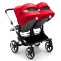 BUGABOO Donkey 3 Twin Podvozok ALU poťah športového sedadla, hlboká vanička GREY MELANGE strieška RED