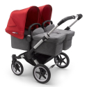 BUGABOO Donkey 3 Twin Podvozok ALU poťah športového sedadla, hlboká vanička GREY MELANGE strieška RED