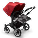 BUGABOO Donkey 3 Twin Podvozok ALU poťah športového sedadla, hlboká vanička GREY MELANGE strieška RED