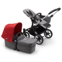 BUGABOO Donkey 3 Mono Podvozok ALU poťah športového sedadla, hlboká vanička GREY MELANGE strieška RED