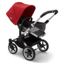 BUGABOO Donkey 3 Mono Podvozok ALU poťah športového sedadla, hlboká vanička GREY MELANGE strieška RED