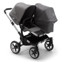 BUGABOO Donkey 3 Duo Podvozok ALU poťah športového sedadla, hlboká vanička GREY MELANGE strieška GREY MELANGE