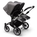 BUGABOO Donkey 3 Twin Podvozok ALU poťah športového sedadla, hlboká vanička GREY MELANGE strieška GREY MELANGE