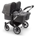 BUGABOO Donkey 3 Twin Podvozok ALU poťah športového sedadla, hlboká vanička GREY MELANGE strieška GREY MELANGE