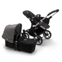 BUGABOO Donkey 3 Mono 2. kombinácia Podvozok ALU poťah športového sedadla, hlboká vanička BLACK strieška GREY MELANGE