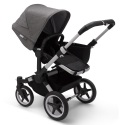 BUGABOO Donkey 3 Mono 2. kombinácia Podvozok ALU poťah športového sedadla, hlboká vanička BLACK strieška GREY MELANGE