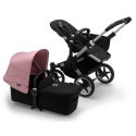 BUGABOO Donkey 3 Mono 2. kombinácia Podvozok ALU poťah športového sedadla, hlboká vanička BLACK strieška SOFT PINK