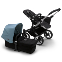 BUGABOO Donkey 3 Mono 2. kombinácia Podvozok ALU poťah športového sedadla, hlboká vanička BLACK strieška VAPOR BLUE