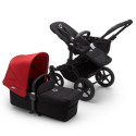 BUGABOO Donkey 3 Mono 2. kombinácia Podvozok BLACK poťah športového sedadla, hlboká vanička BLACK strieška RED