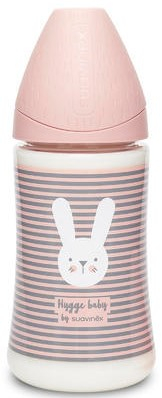 SUAVINEX Premium Fľaša 3-pozičný cumlík 270ml Prúžky - Ružová