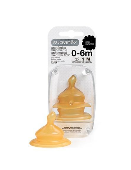SUAVINEX Cumlík anatomický 0-6 M / Stredný prietok Latex 2 ks