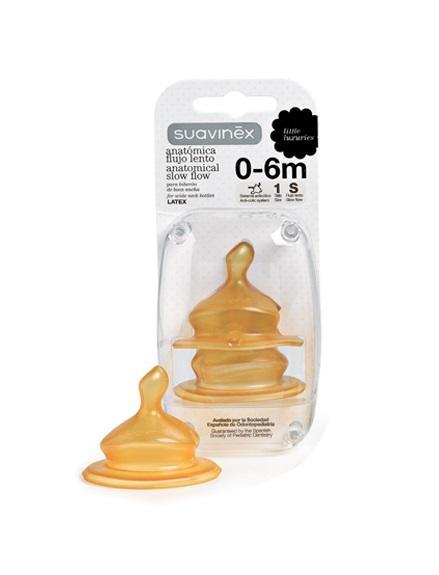 SUAVINEX Cumlík anatomický 0-6 M / Pomalý prietok Latex 2 ks