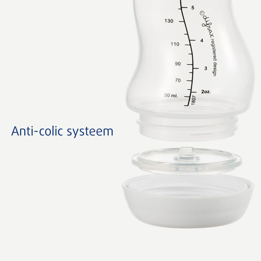 DIFRAX S-fľaška antikoliková -Set dvoch bielych dojčenských S-fľašiek 250 ml