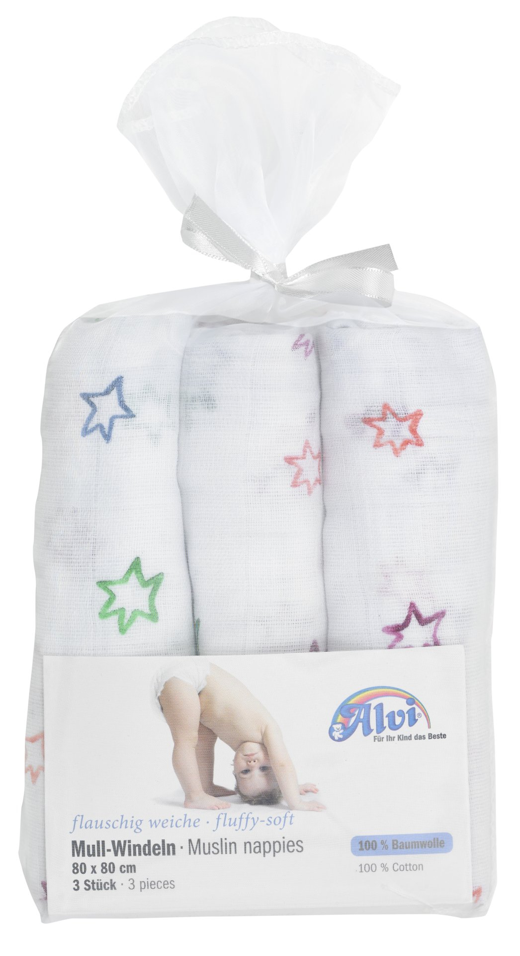ALVI Mušelínové plienky 3 ks / 80x80 cm - Bunter Stern