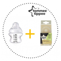 TOMMEE TIPPEE Set Fľaša 150 ml 1ks + Cumlíky pre Fľaše SLOW 0m+ 2ks