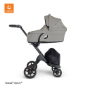 STOKKE XPLORY V6 Black/Brown športový kočík, hlboká vanička brushed grey, autosedačka black