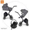 STOKKE Xplory V6 Black/Black športový kočík, hlboká vanička black melange, autosedačka black