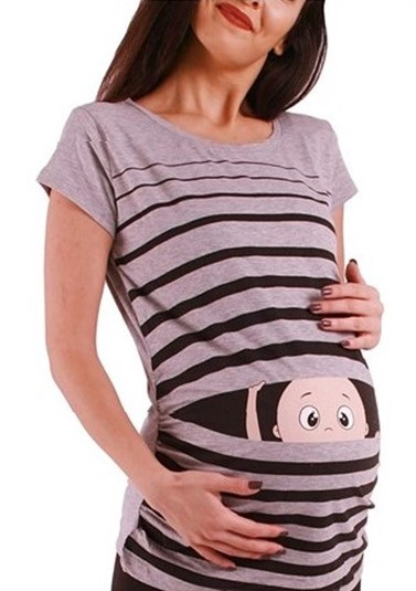 MAMIMODE Tričko s motívom GUCK GUCK Grey krátky rukáv