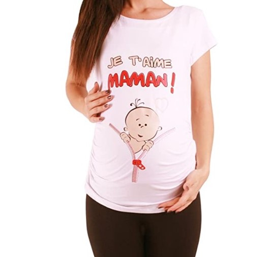 MAMIMODE Tričko s motívom JE T´AIME MAMAN! White krátky rukáv
