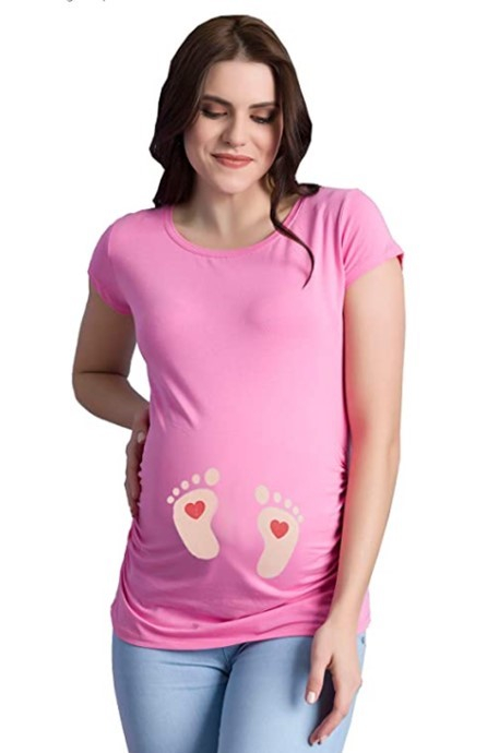 MAMIMODE Tričko s motívom BABY FUSSE Pink krátky rukáv