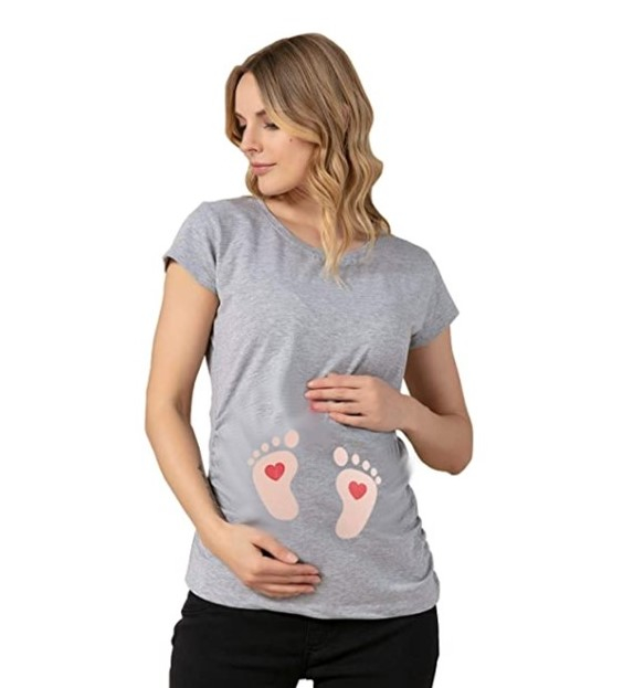 MAMIMODE Tričko s motívom BABY FUSSE Grey krátky rukáv
