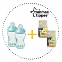 TOMMEE TIPPEE Set Fľaša 260 ml ks + Cumlíky pre Fľaše SLOW 0m+ 2ks + VARIFLOW 0m+ 2ks