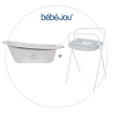 BÉBÉ JOU Vanička Click Ollie + Kovový stojan Click na vaničku Bébé-Jou 103 cm Light Grey