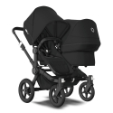 BUGABOO Donkey 3 Duo Podvozok BLACK poťah športového sedadla, hlboká vanička BLACK strieška BLACK