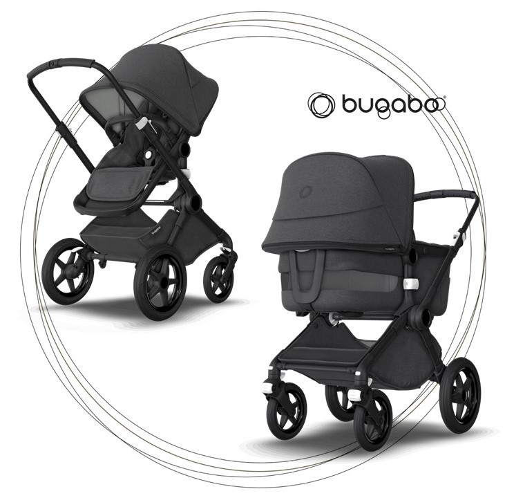2. kombinácia BUGABOO Fox 3 - Podvozok Black / Washed Black ( Mineral Colection )