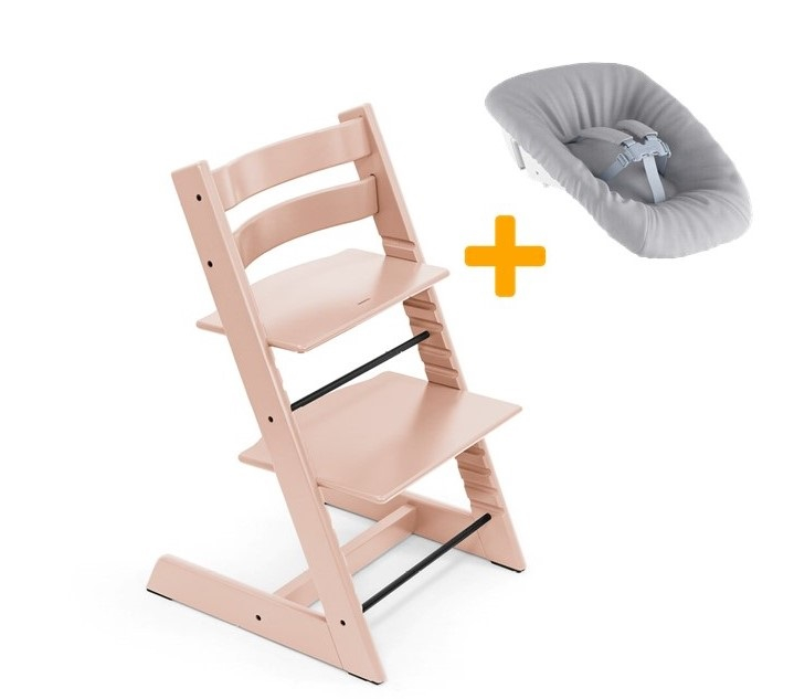 Set STOKKE Tripp Trapp Jedálenská stolička + Newborn set - Serene pink